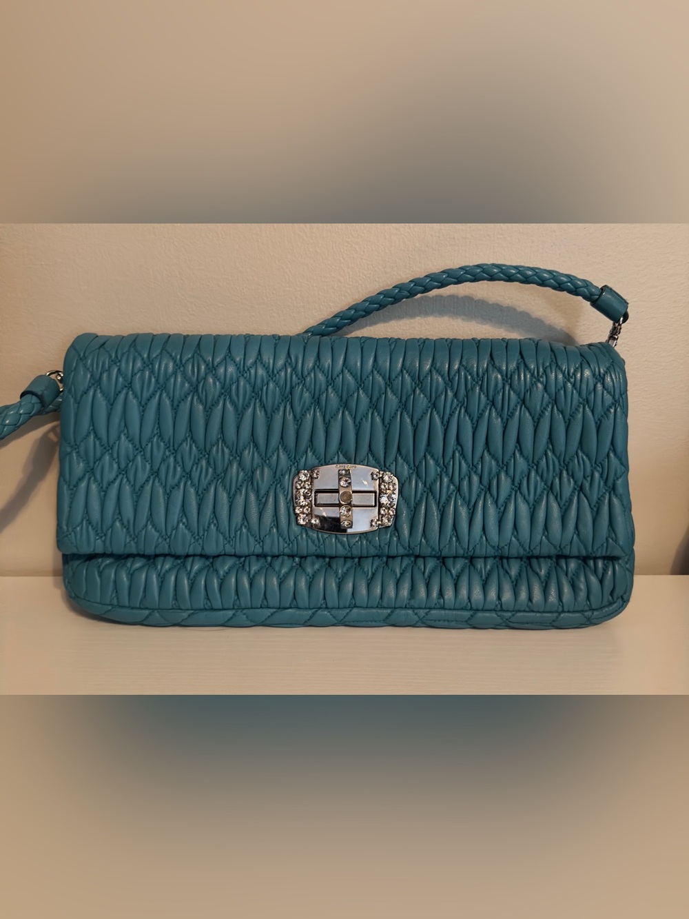 Miu Miu Crystal Turn Lock Shoulder Bag - Dual Strap (removable)